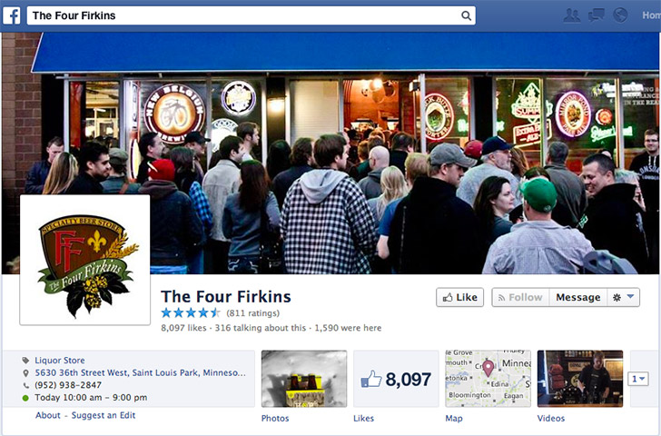 Screenshot of Four Firkins' Facebook page